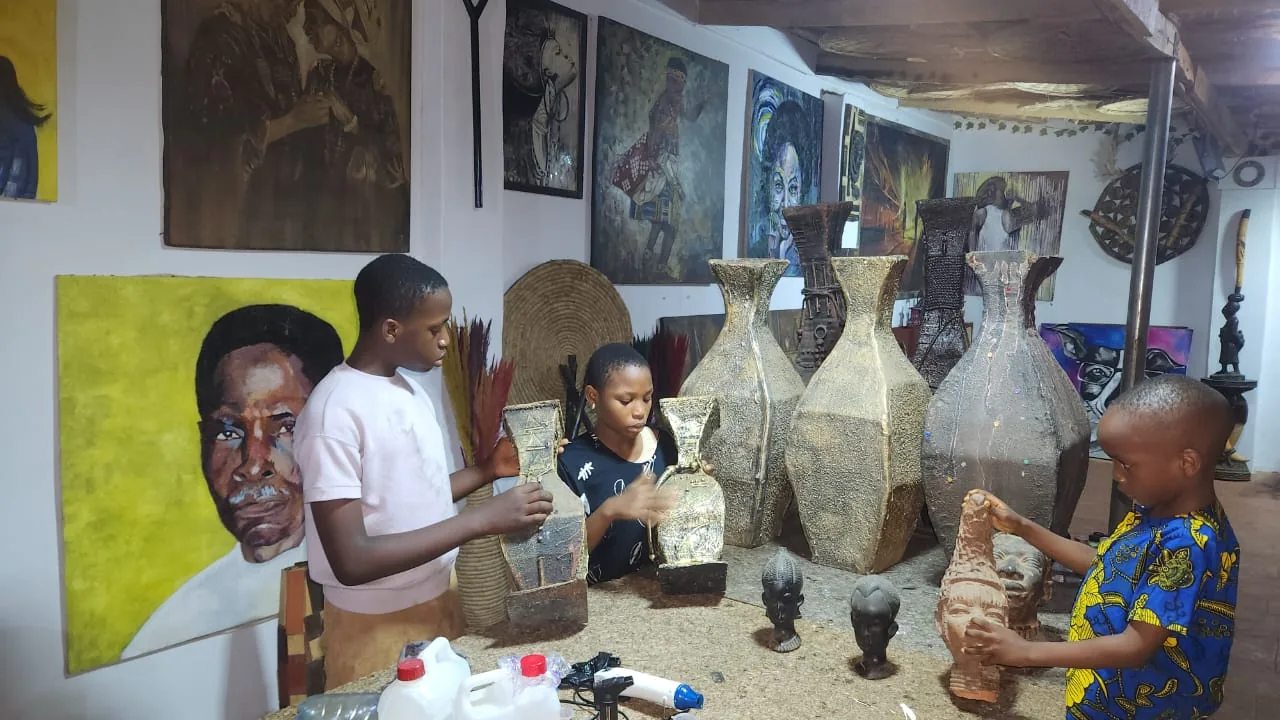 Outdoor sculptures and gallery environment