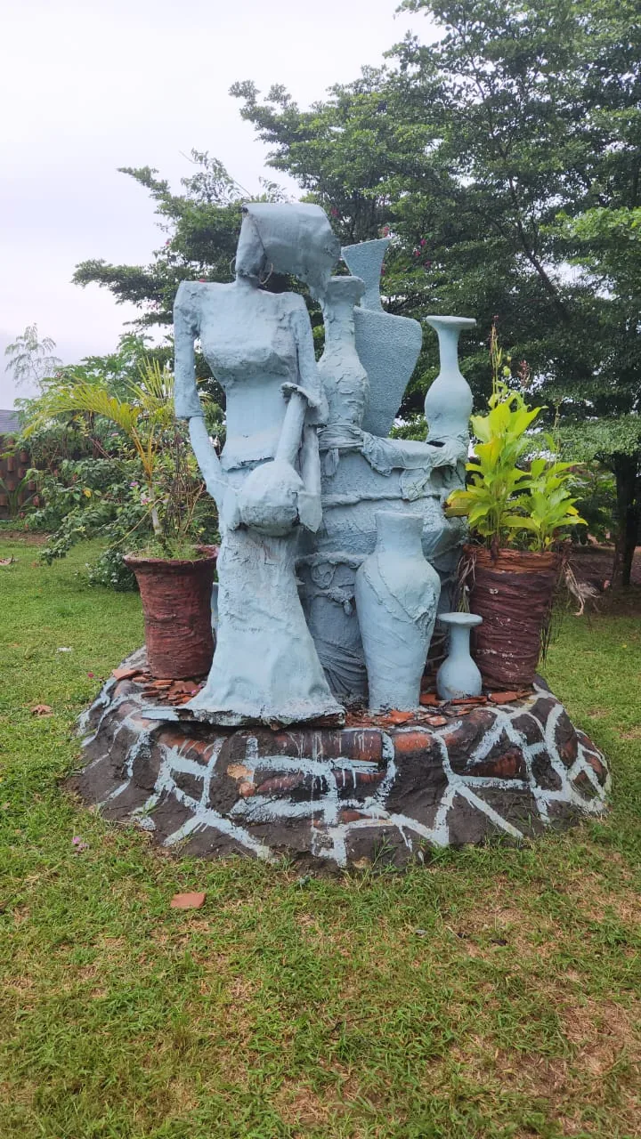 Outdoor sculptures and gallery environment