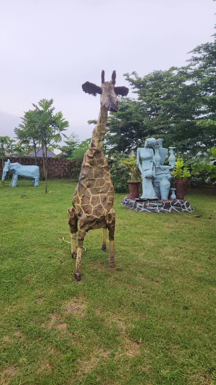 Outdoor sculptures and gallery environment